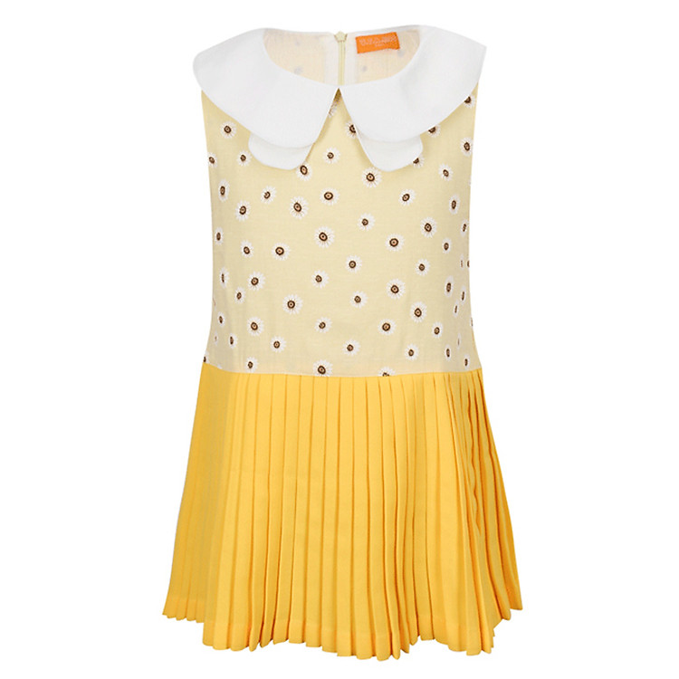 Đầm Sát Nách Xếp Ly VTA Kids BG60406V – Vàng