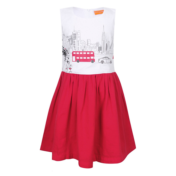 Đầm Bé Gái Sát Nách VTA Kids BG60621D – Trắng Phối Đỏ