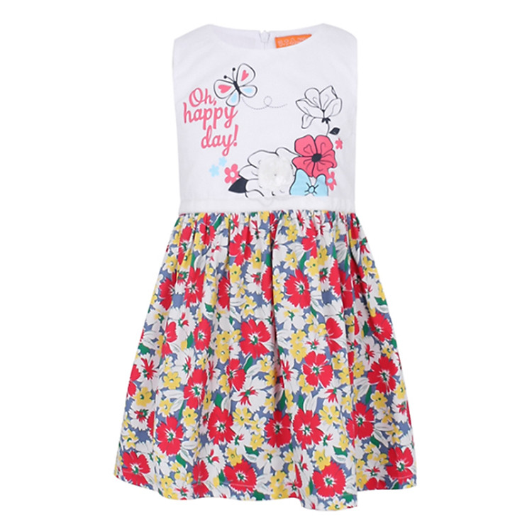 Đầm Sát Nách Bé Gái VTA Kids BG60622HX Thêu Hoa Xanh