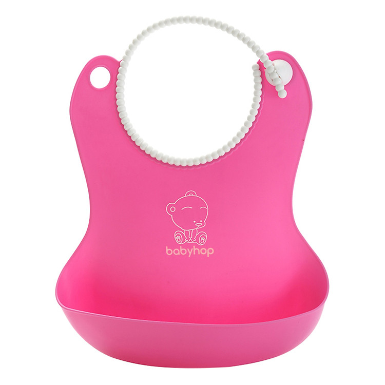 Yếm Ăn Bằng Nhựa Hình Gấu Babyhop BH-401P – Hồng