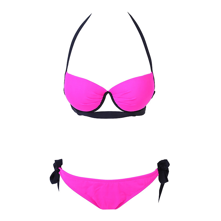 Bikini 2 Mảnh Quần Thắt Nơ Monica BI 1008 - Hồng Phối Đen - Freesize