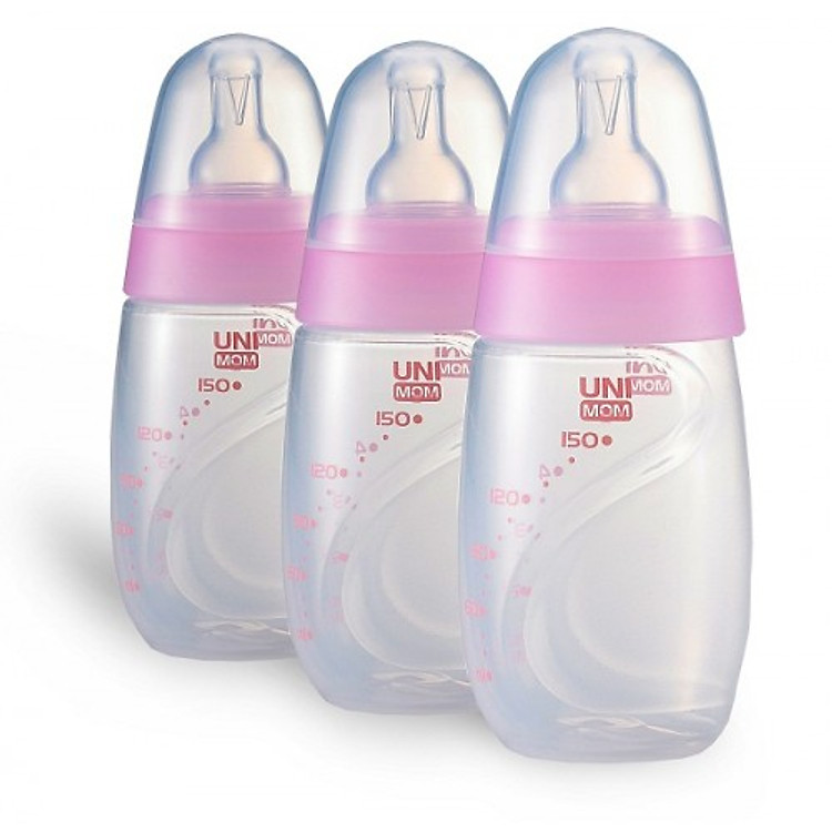 Bộ 3 Bình Trữ Sữa Mẹ Có Núm Ty Unimom UM871128 - 150ml