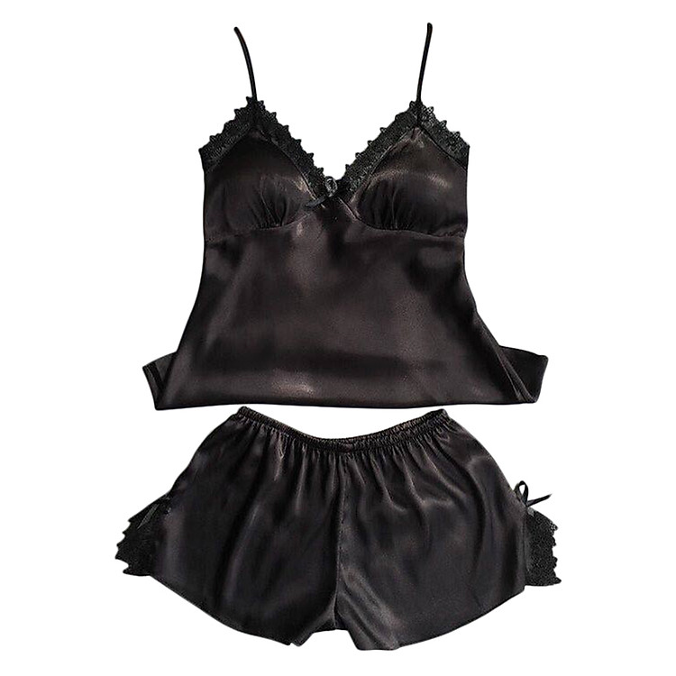 Bộ Đồ Ngủ Lụa La Luna BN01Đe - Đen