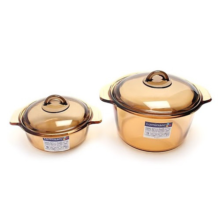Bộ 2 Nồi Thủy Tinh Luminarc Amberline Blooming NB213 – 1L+ 3L