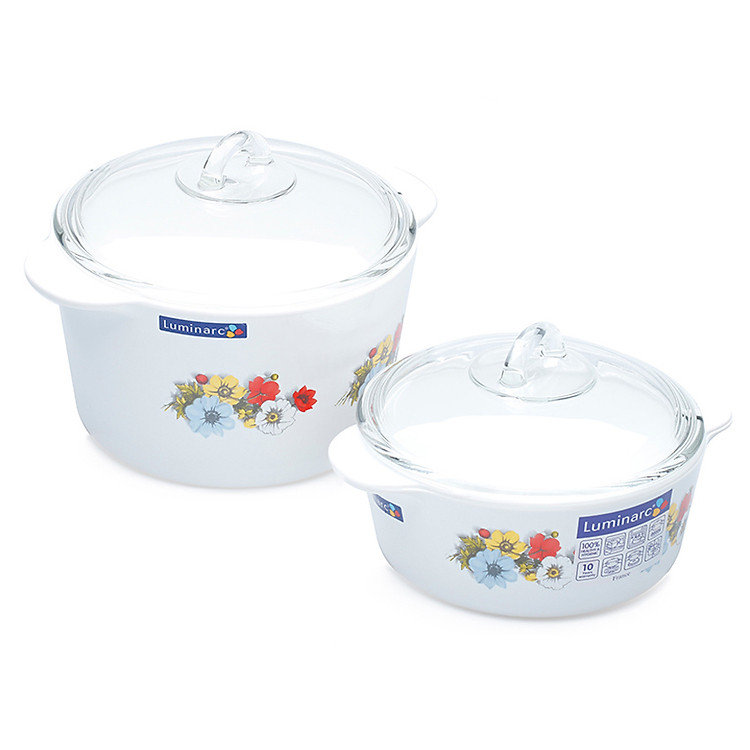 Bộ Nồi Thủy Tinh Luminarc Vitro Flam Anemone ANE2001 (1.5L + 3L)