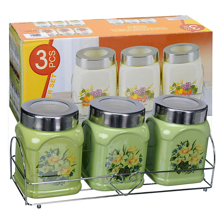 Bộ 3 Hũ Đựng Gia Vị Bằng Gốm Sứ CE.08-002