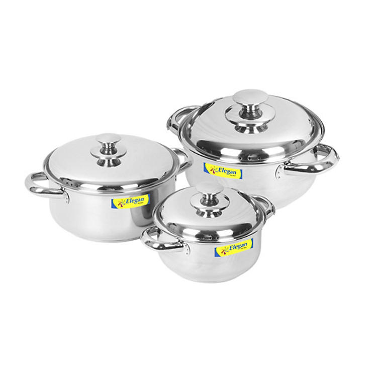 Bộ Nồi Inox Happy Cook Elegan 3 Đáy EL-06IC