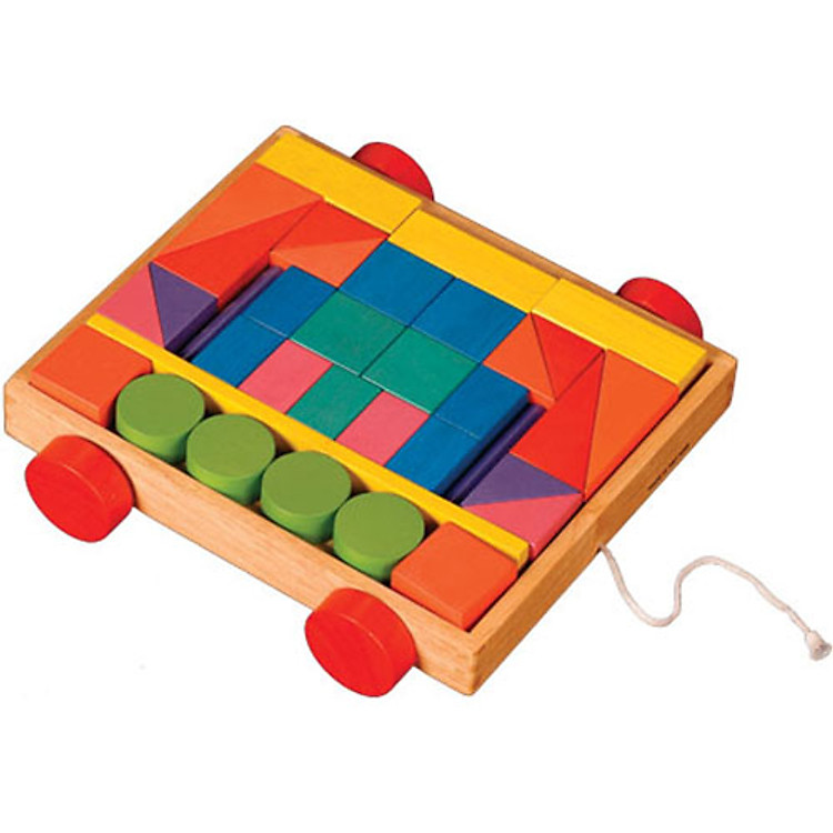 Đồ Chơi Gỗ Mô Hình Vietoys Bộ 35 Hình Khối Xây Dựng Trên Xe VTU3-0023