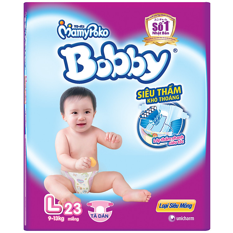 Tã Dán Bobby Fresh Siêu Mỏng L23 (23 Miếng)
