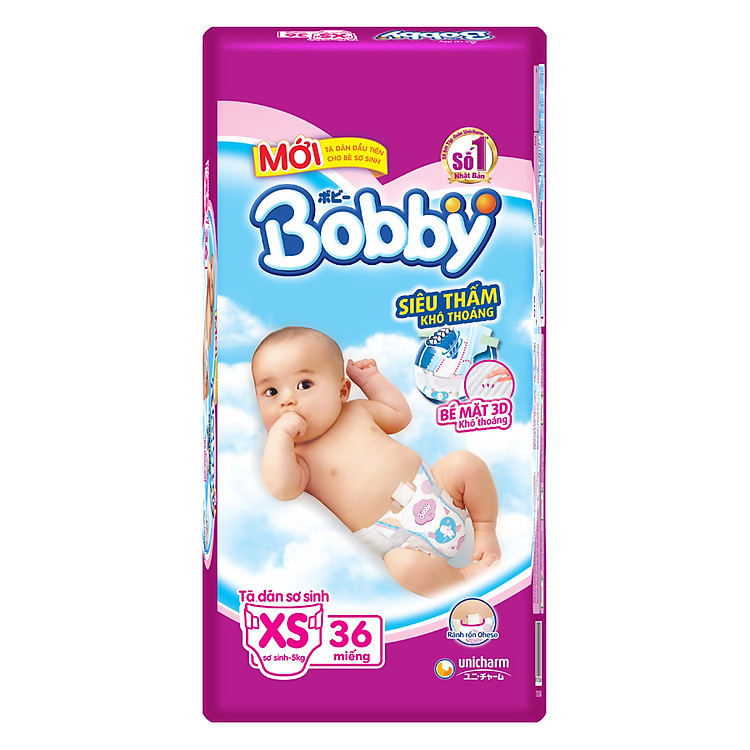 Tã Dán Sơ Sinh Bobby Siêu Mỏng XS36 (36 Miếng)