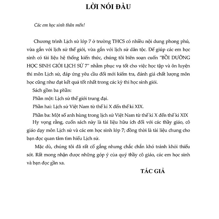 Bồi Dưỡng Học Sinh Giỏi Lịch Sử Lớp 7 (Tái Bản) - Ảnh 2