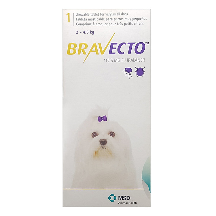 Thuốc Hỗ Trợ Điều Trị Rận Tai Ve Ghẻ Bọ Chét Chấy Chó MSD Bravecto24 (2 - 4 kg)