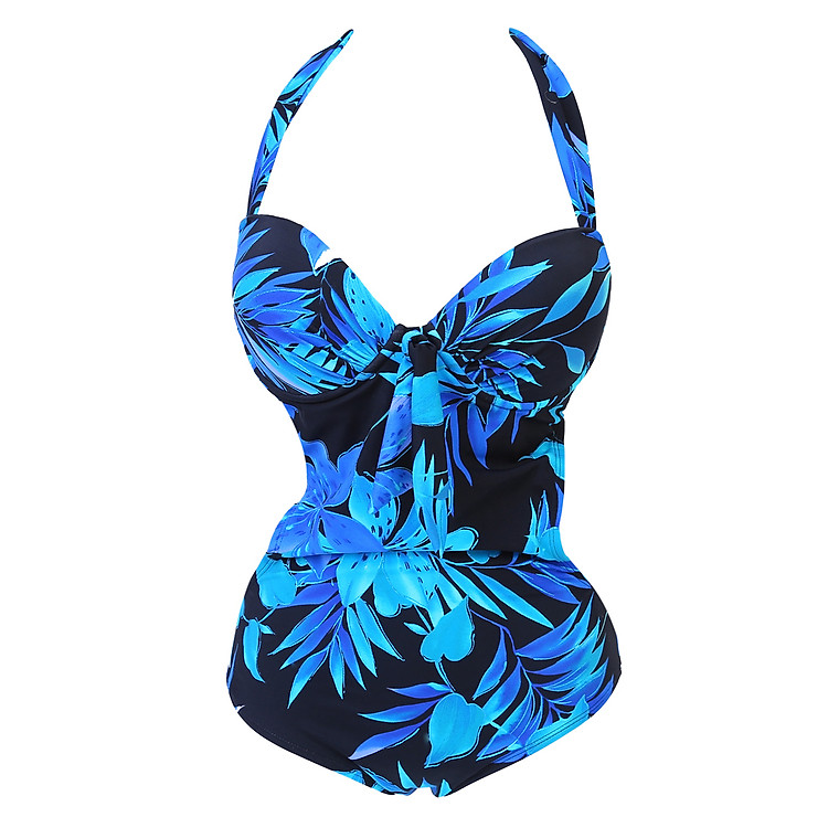 Bikini 1 Mảnh Monica BS 1005 Họa Tiết Hoa Xanh - Freesize