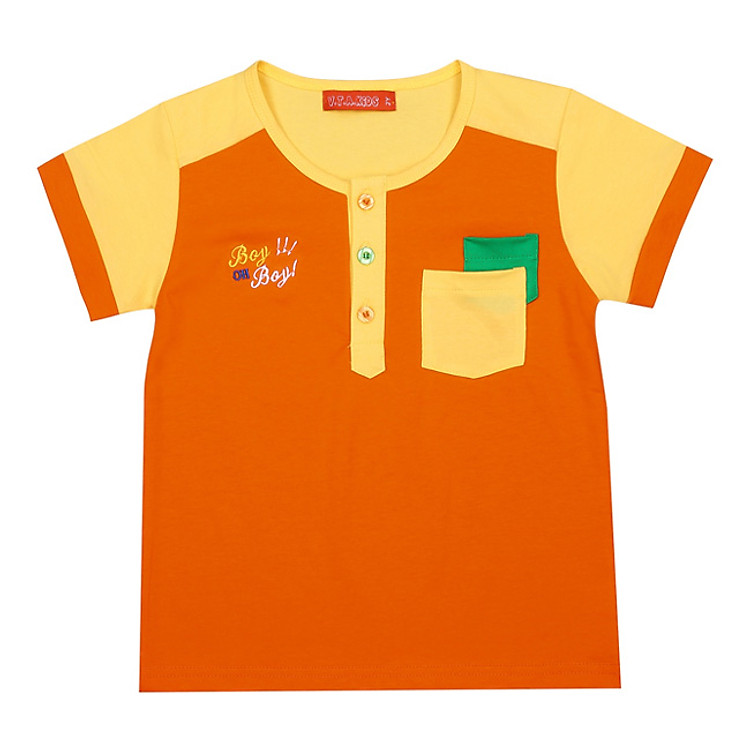 Áo Thun Bé Trai Tay Ngắn VTA Kids BT41104CV – Cam Phối Vàng