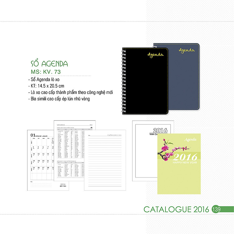 Sổ Agenda Lò Xo Khang Việt 2016 (14.5 x 20.5) - KV.73