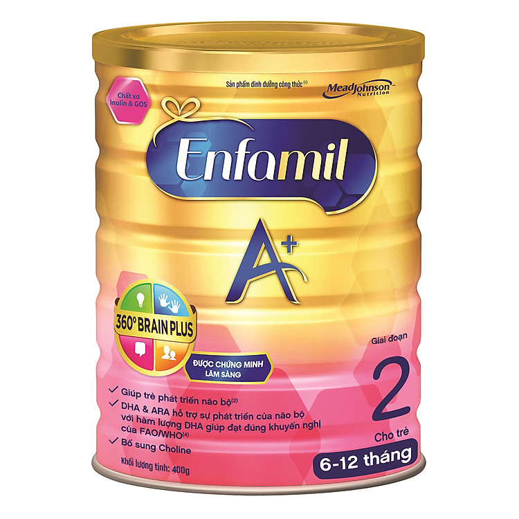 Sữa Enfamil A+2 360° Brain Plus với Inulin & GOS (400g)