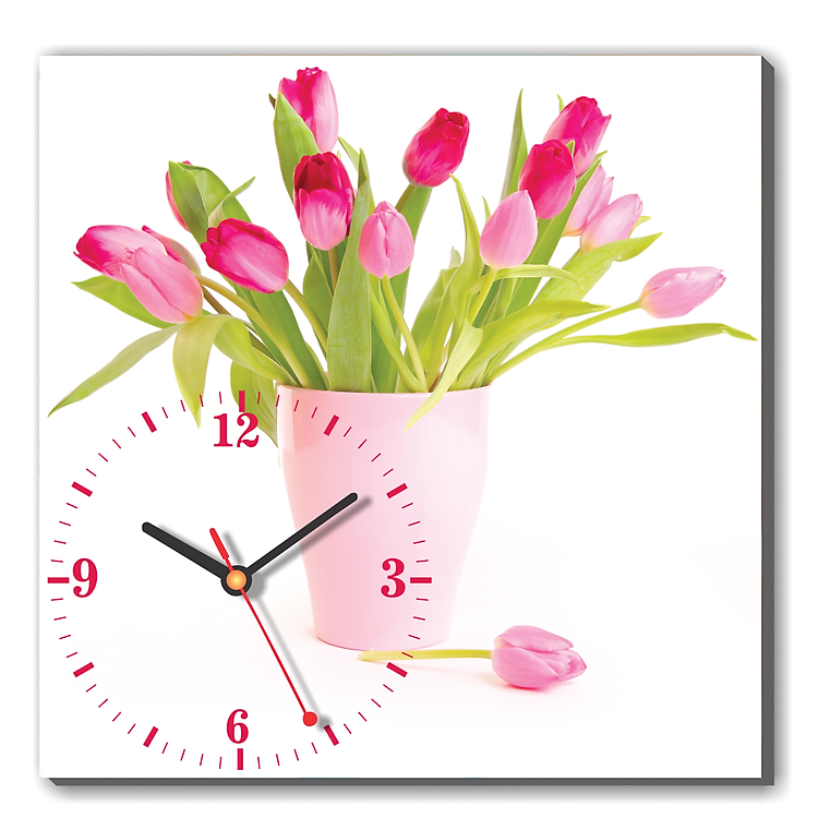 Tranh Đồng Hồ Dyvina 1T3030-37 - Hoa Tulip Hồng