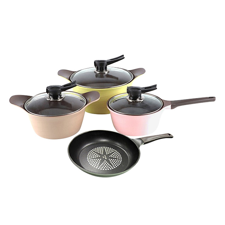 Bộ 3 Nồi-1 Chảo Phủ Ceramic Coocan – 1000376