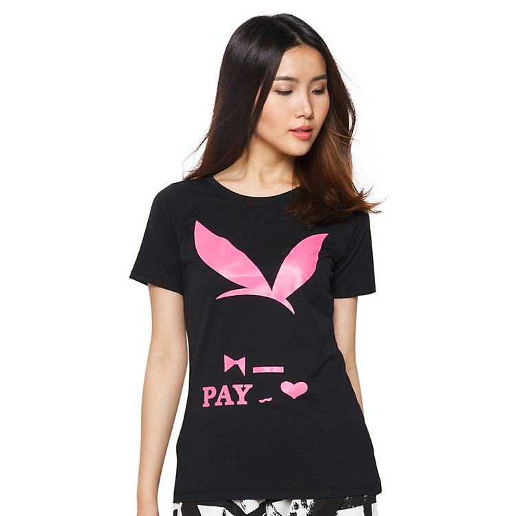 Áo Thun Nữ Họa Tiết Tai Thỏ T&D D18 - Đen (Freesize)