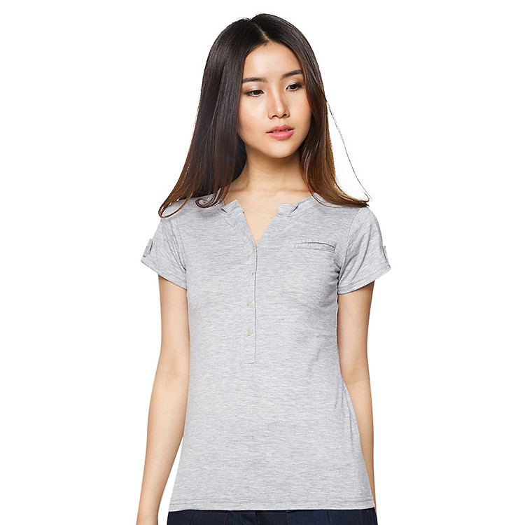 Áo Thun Nữ Body Cổ Chữ V T&D D08 - Xám (Freesize)