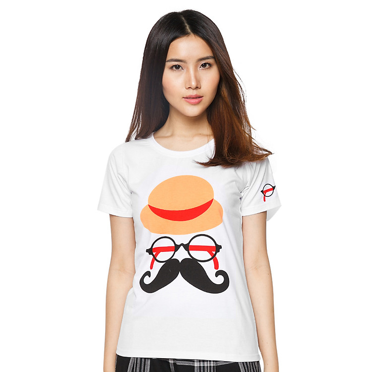 Áo Thun Nữ Họa Tiết Mắt Kính T&D D12 - Trắng (Freesize)
