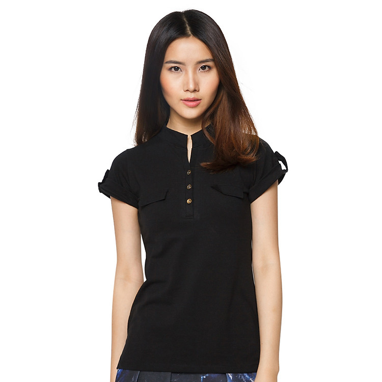 Áo Thun Nữ Cổ Trụ T&D D09 - Đen (Freesize)