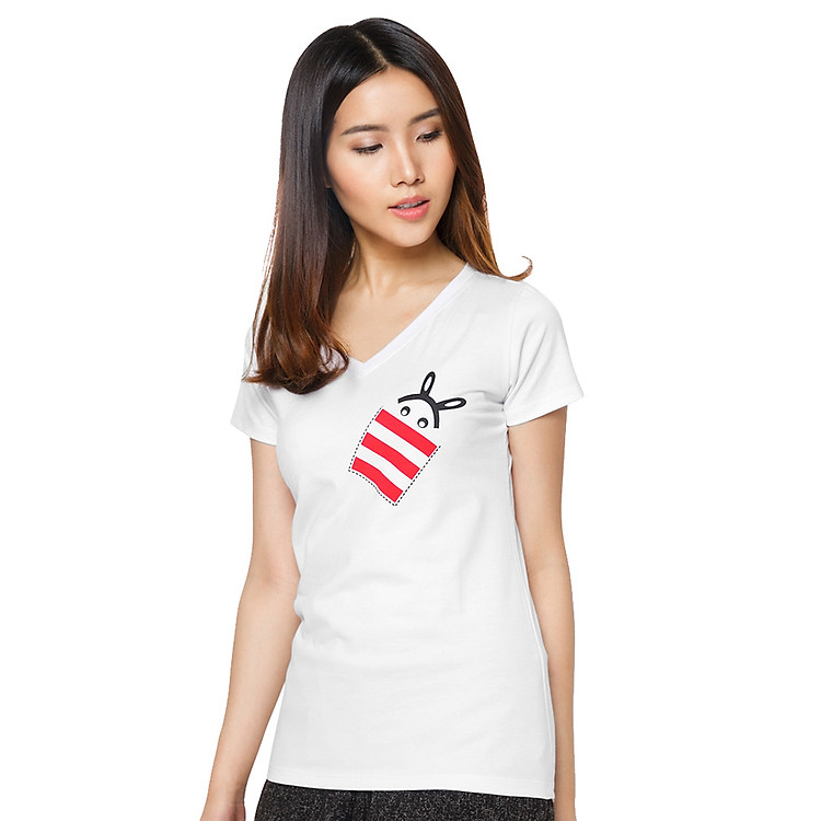 Áo Thun Nữ Cổ Tim Rabbit T&D D22 - Trắng (Freesize)