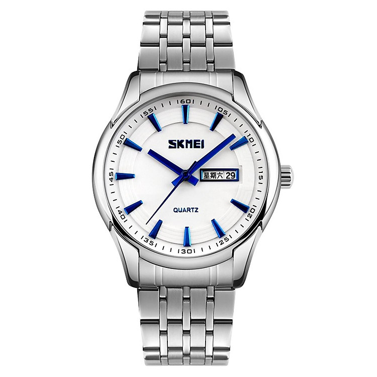 Đồng Hồ Nam Dây Thép 2 Lịch SKMEI CH299 - Bạc