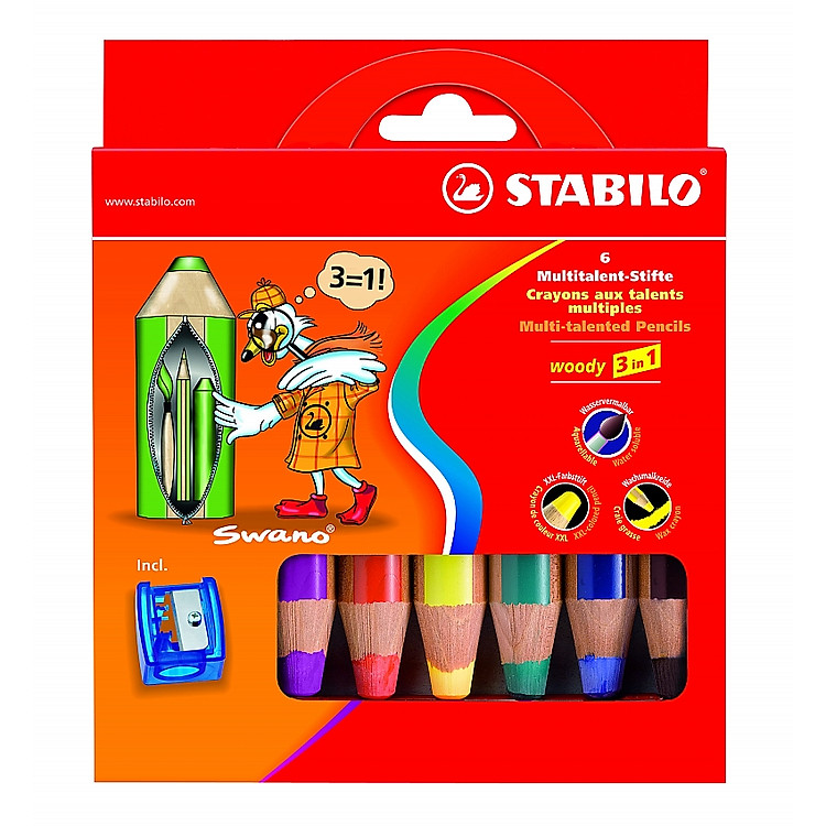 Bộ Bút Chì Màu Stabilo Woody 3-in-1 CLK880-6C