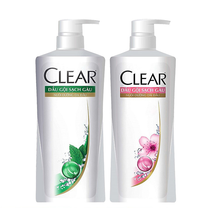 Combo Dầu Gội Clear Hoa Anh Đào 650g + Clear Mát Lạnh Bạc Hà 650g