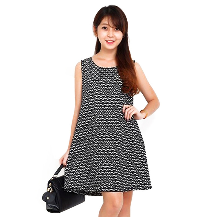 Đầm Oversize Cho Mẹ Họa Tiết Đôi Môi CIRINO D_OVERSIZE_DOIMOI - Đen