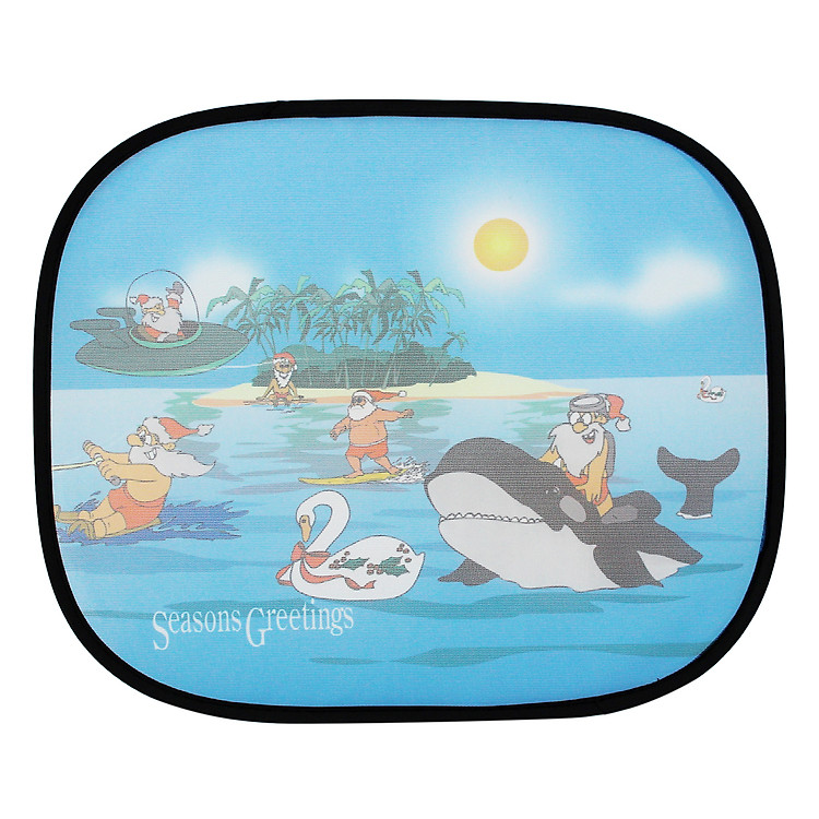 Tấm Che Nắng Tròn Hình Ông Già Noel Bãi Biển CNLXTRHNB15