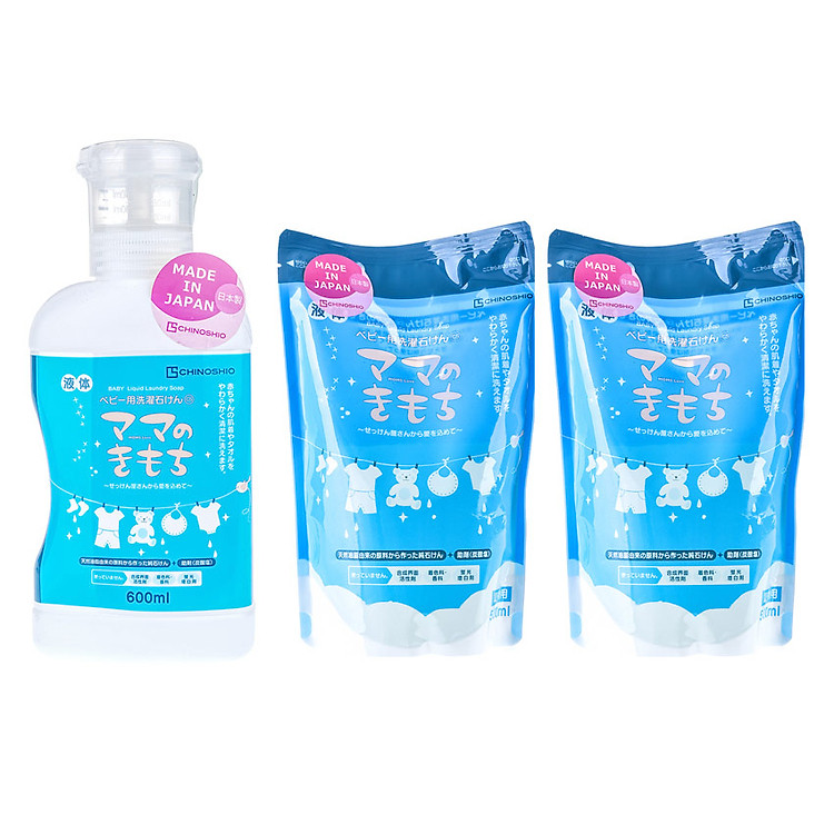 Combo Nước Giặt Đồ Chai Và 2 Túi Châm Chinoshio Mom's Love Baby