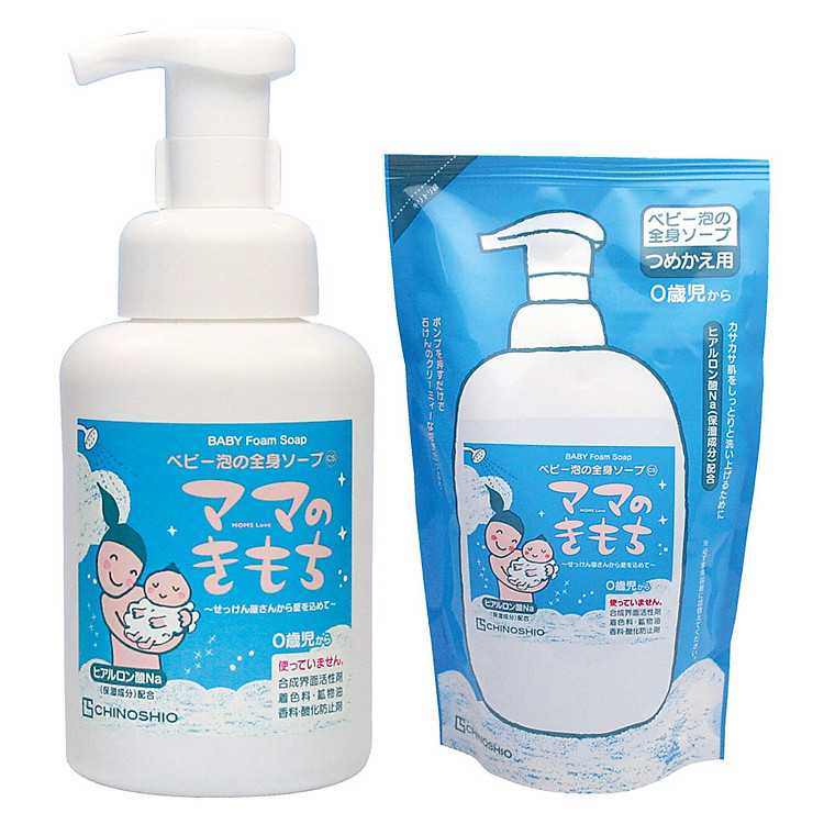 Combo Sữa Tắm Gội Chai Tạo Bọt Và Túi Châm Chinoshio Mom's Love Baby