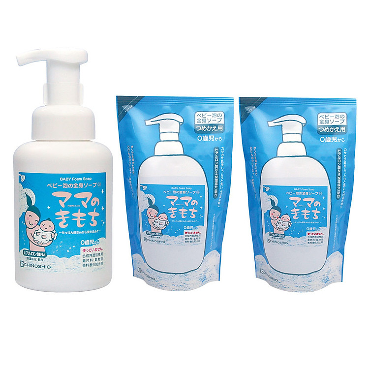 Combo Sữa Tắm Gội Chai Tạo Bọt Và 2 Túi Châm Chinoshio Mom's Love Baby