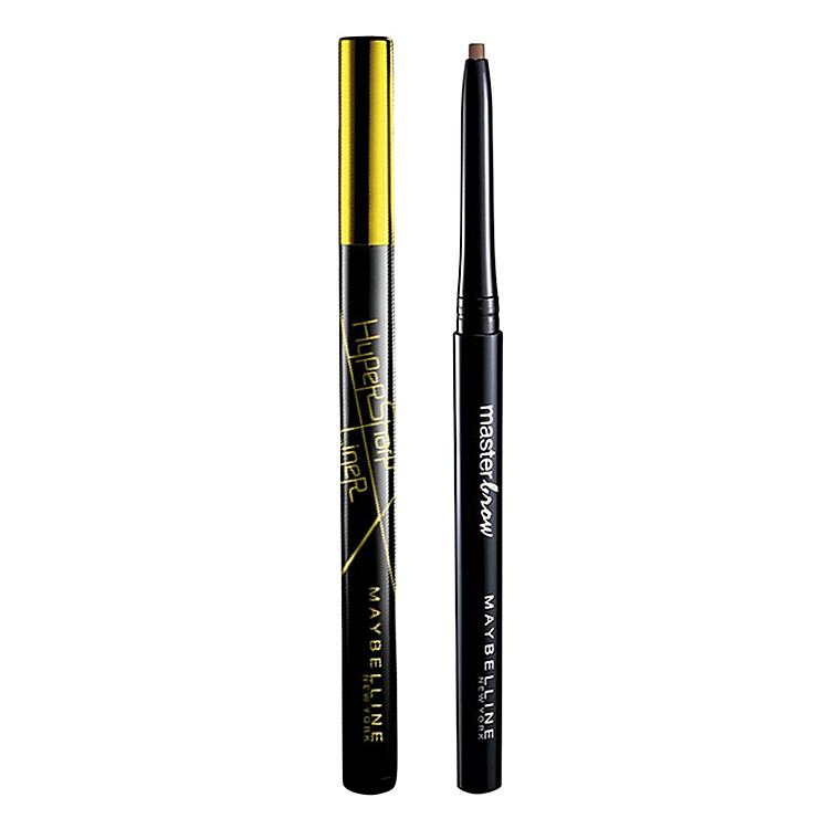 Combo Kẻ Mắt Nước Maybelline Hypersharp - Màu Đen - 0.5g + Chì Kẻ Mày Maybelline Master Brow (0.23g)