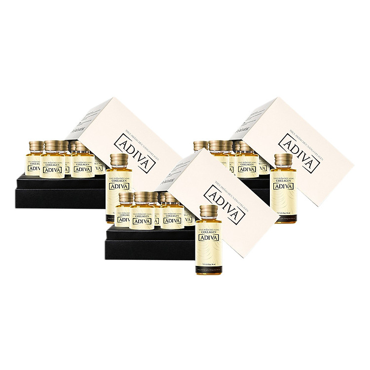 Combo 3 Thực Phẩm Chức Năng Tinh Chất Làm Đẹp Collagen Adiva (30ml / Lọ - 7 Lọ / Hộp)
