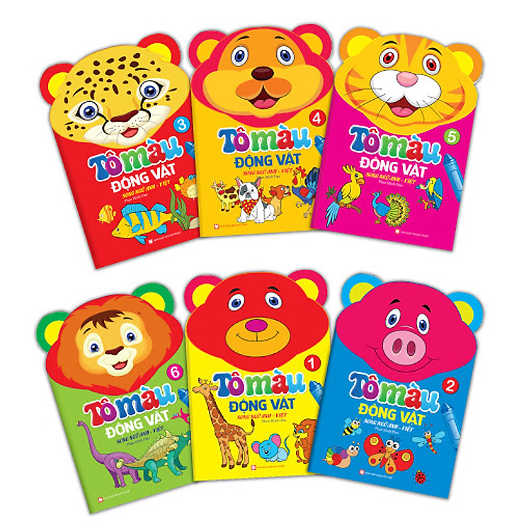 Combo Túi Tô Màu Động Vật (Song Ngữ Anh - Việt) (Trọn Bộ 6 Cuốn)