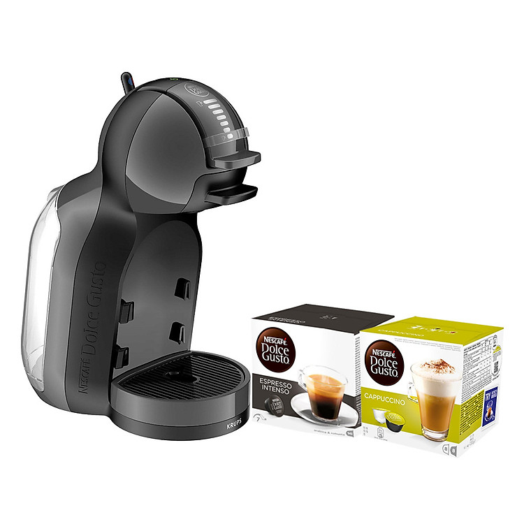 Combo Máy Pha Cà Phê NESCAFÉ Dolce Gusto - Mini Me (Đen) + 2 hộp Viên Nén (Cappuccino & Espresso Intenso) - Hàng chính hãng