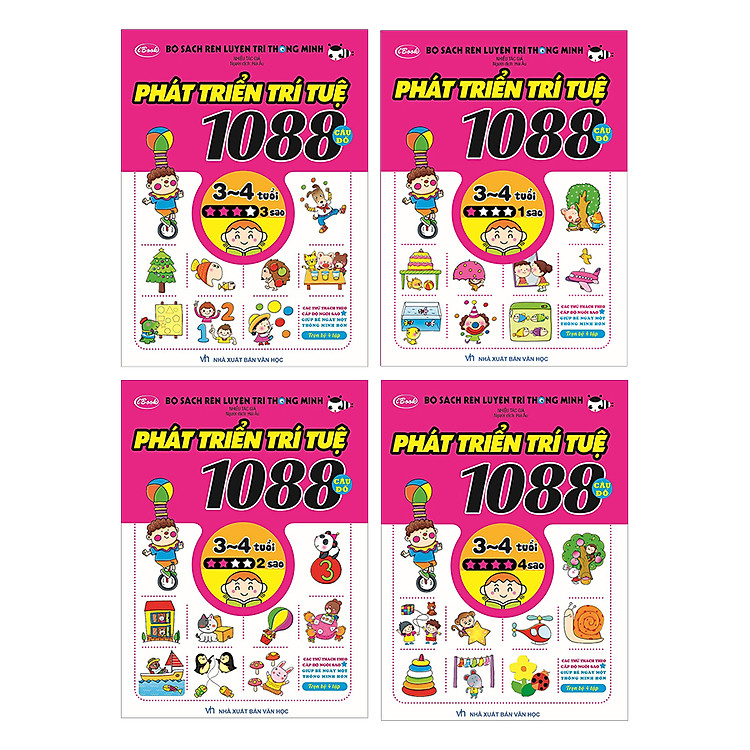 Combo Bộ Sách Rèn Luyện Trí Thông Minh - Phát Triển Trí Tuệ 1088 Câu Đố - Dành Cho Trẻ Từ 3 Đến 4 Tuổi (Trọn Bộ 4 Cuốn)