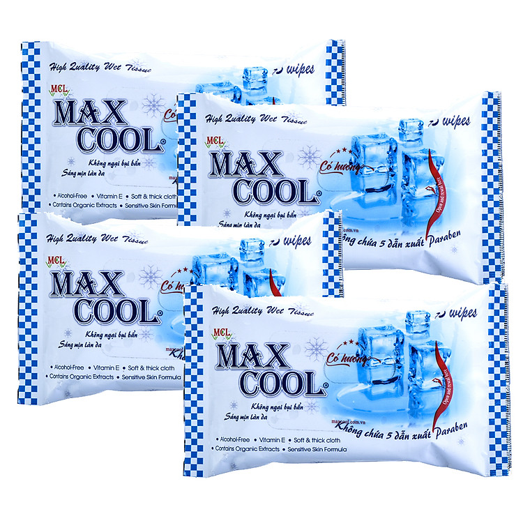 Combo 4 Khăn Ướt MaxCool Có Hương 15 Tờ