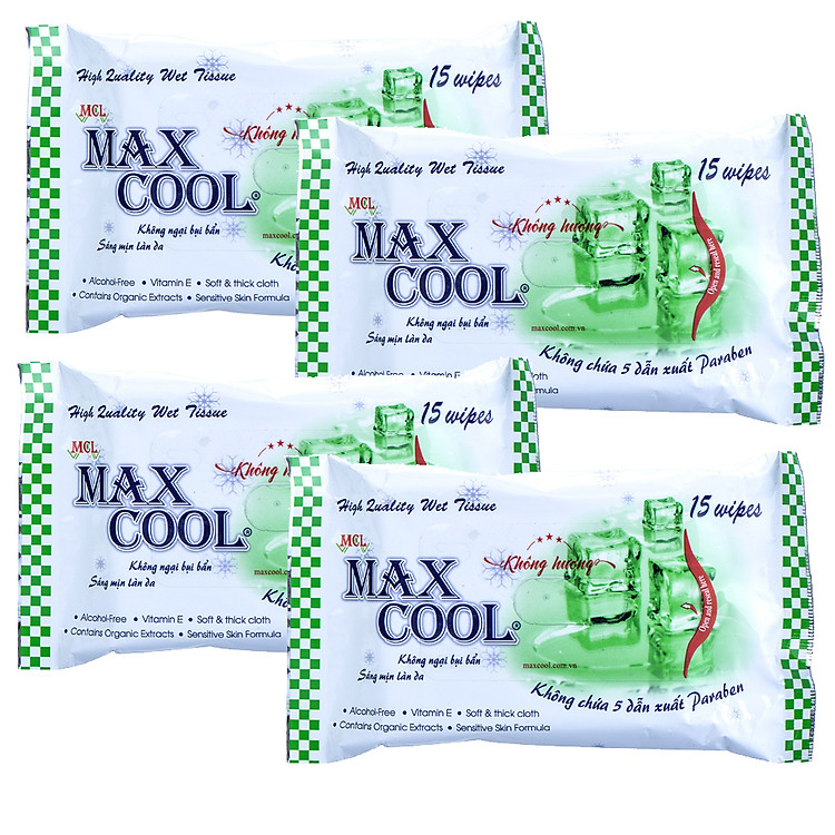 Combo 4 Khăn Ướt MaxCool Không Hương 15 Tờ