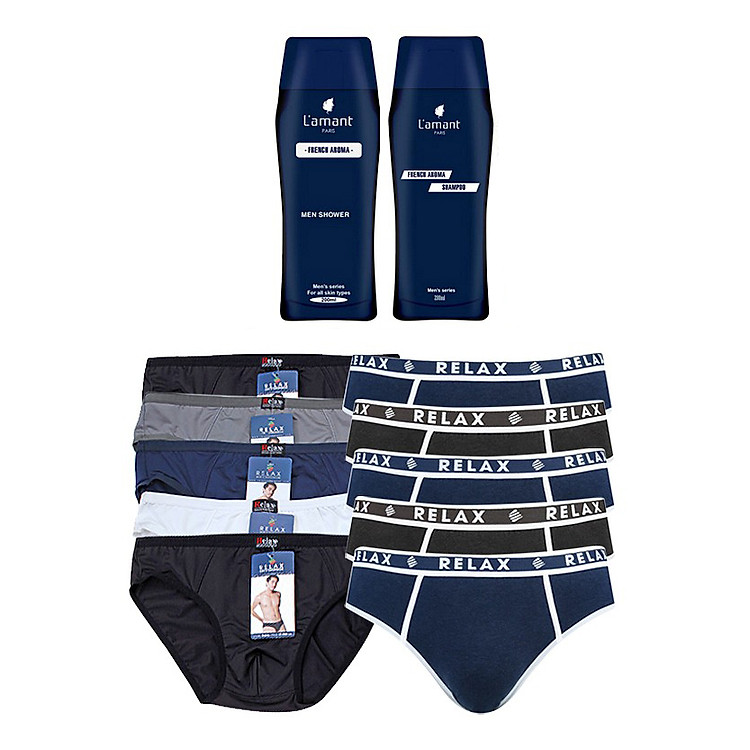 Combo Relax: 5 Quần RL036 + 5 Quần RLTK24 Và 1 Sữa Tắm L008 200ml + 1 Dầu Gội L006 200ml