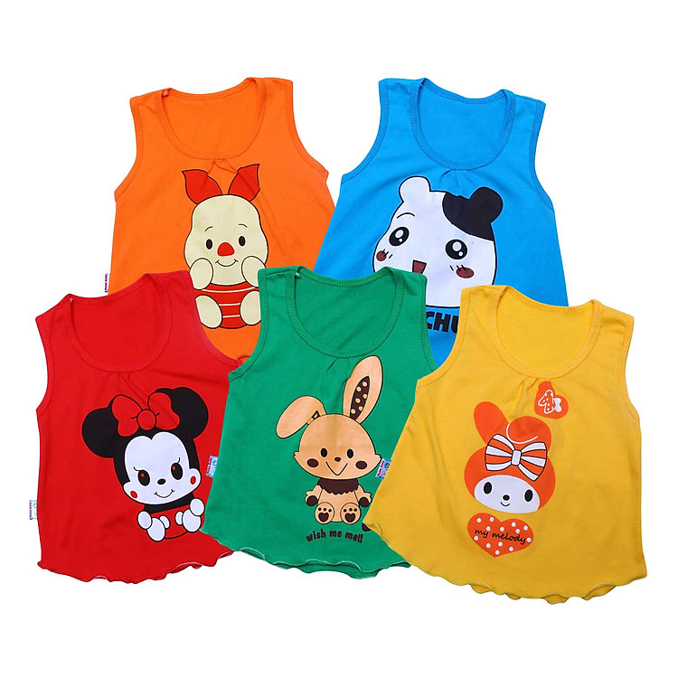 Combo 5 Áo 3 Lỗ Nhúng Hình 5 Màu Mihababy ATL12