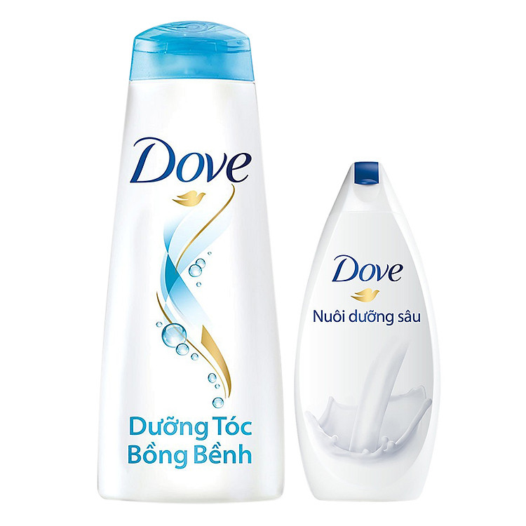 Combo Sữa Tắm Dove Nuôi Dưỡng Sâu 180g + Dầu Gội Dove Dưỡng Tóc Bồng Bềnh 340g