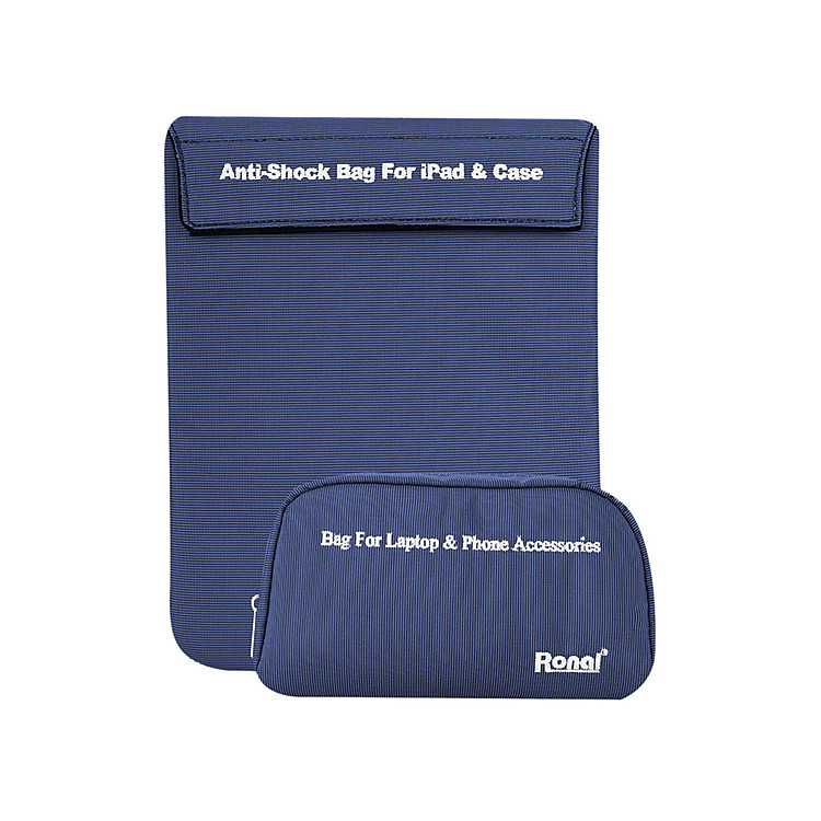 Combo Túi Chống Sốc Ipad Và Túi Phụ Kiện Ronal Combo01 New - Xanh