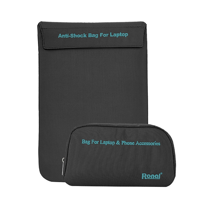 Combo Túi Chống Sốc Laptop và Túi Phụ Kiện Ronal Combo03