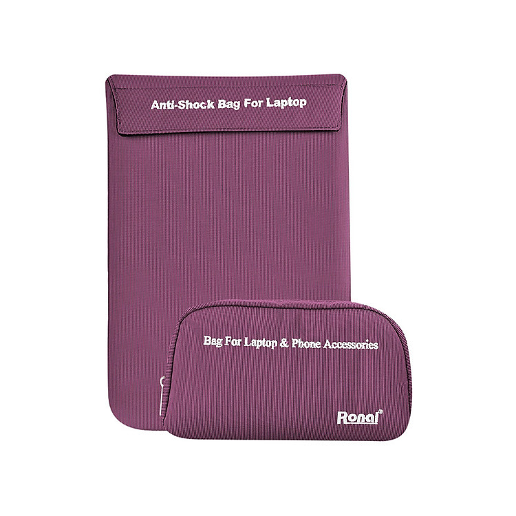 Combo Túi Chống Sốc Laptop Và Túi Phụ Kiện Ronal Combo02 New - Tím