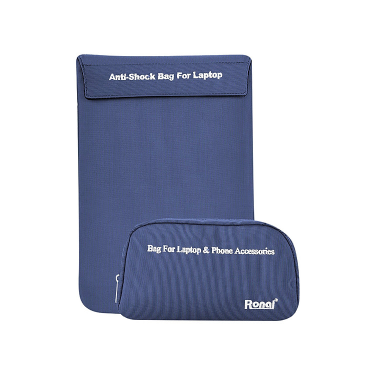 Combo Túi Chống Sốc Laptop Và Túi Phụ Kiện Ronal Combo02 New - Xanh