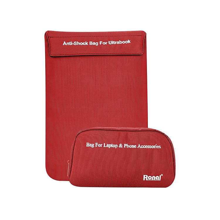 Combo Túi Chống Sốc Ultrabook Và Túi Phụ Kiện Ronal Combo03 New - Đỏ